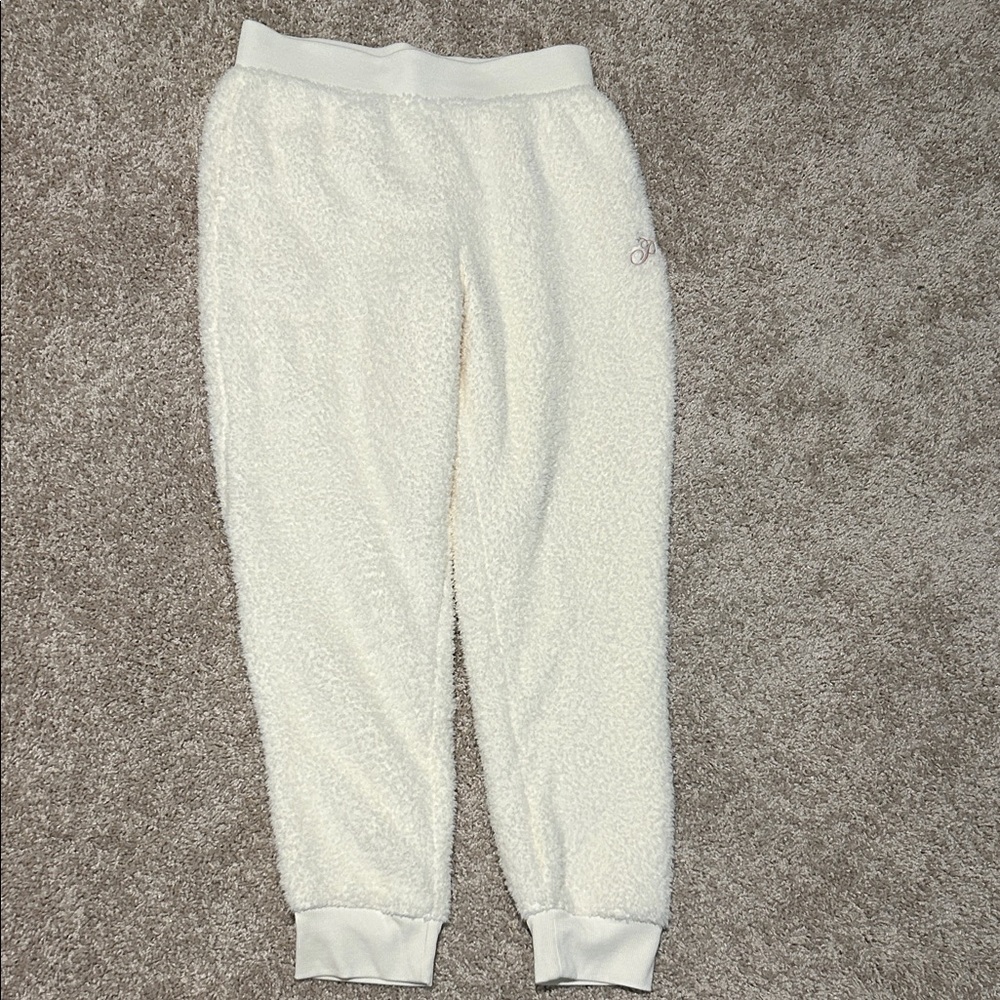 Cozy White Womens Fleece Joggers